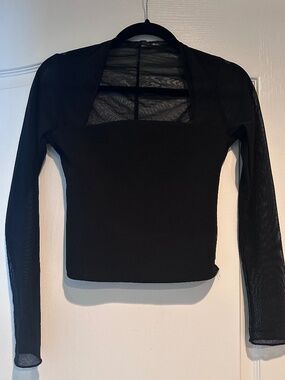 Zara Square Neck Mesh Crop Top